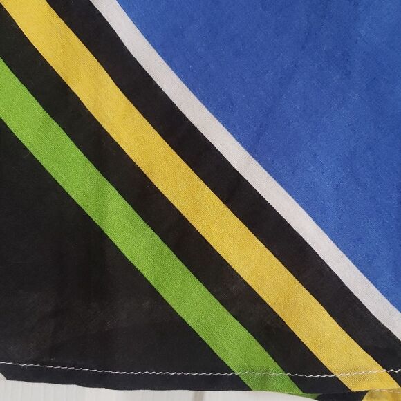 VINTAGE Skirt Black Blue Green Bold Stripe Chevron Cotton - Picture 4 of 6